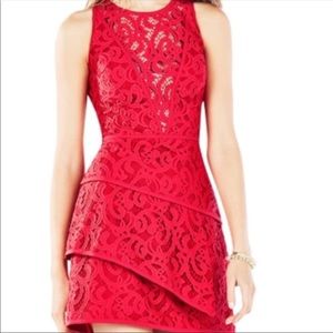 BCBGMaxAzria Hanah Tiered Red Lace Dress